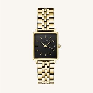 Rosefield Boxy Watch in Black/Gold - NEW